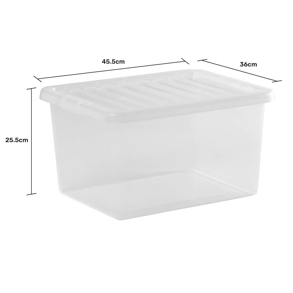 image 1 of Wham Crystal 5 x 31L Stackable Plastic Storage Boxes with Lids Clear Clear