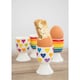 image 5 of KitchenCraft Egg Cup Set Multicolour Heart Striped 4 Piece