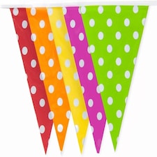 Multicoloured Polka Dot Party Bunting 10m with 20 Pennants