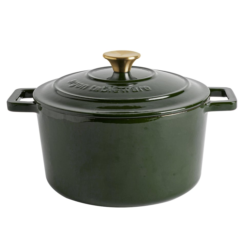 image 1 of Argon Tableware Round Cast Iron Casserole Dish - 4.65L - Green | Green | Green | 1