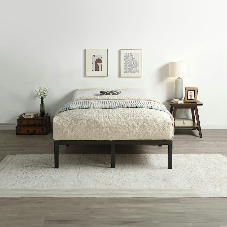 image 1 of Hertford Modern Low Platform Black Metal Bed Frame (Double)