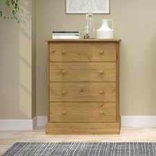 Core Products Cotswold, 4 Drawer Chest H98cm x W76.5cm x D40.5cm Brown