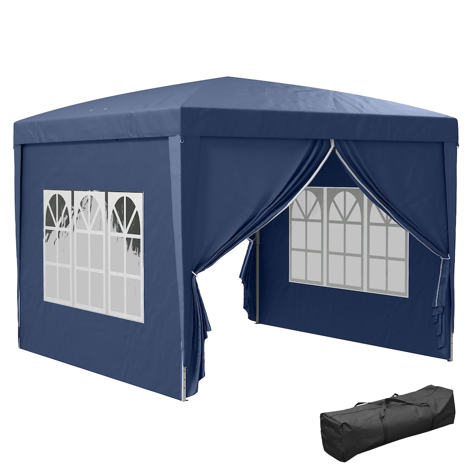 image 1 of Outsunny 3mx3m Pop Up Gazebo Party Tent Canopy Marquee with Storage Bag Blue