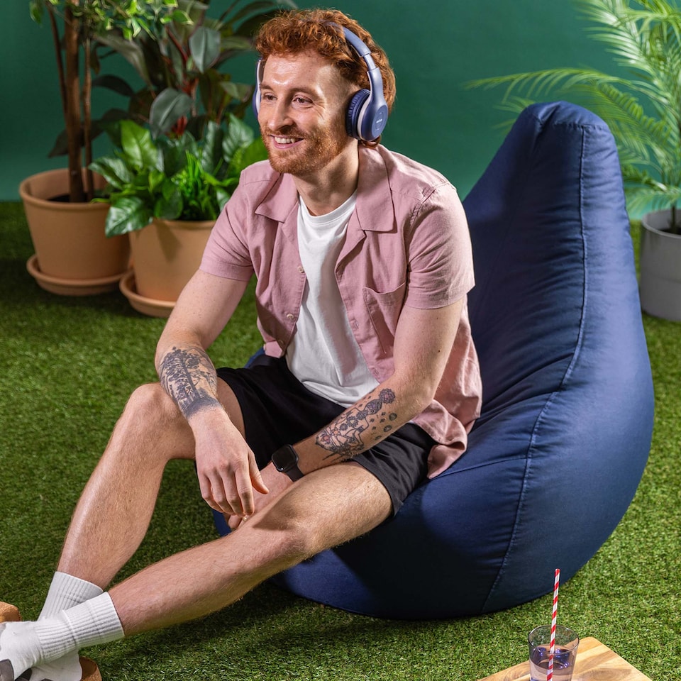 image 1 of Icon Dalton High Back Adult Gaming Indoor Outdoor Bean Bag Chair, Navy