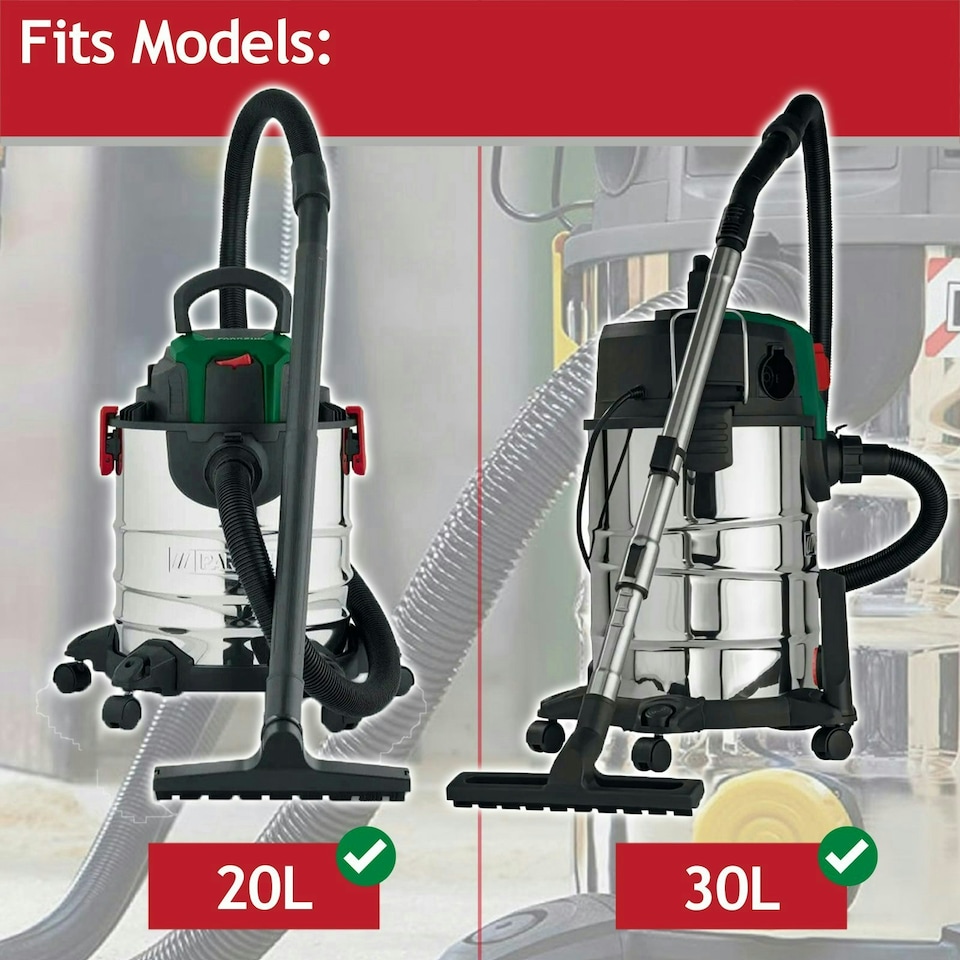 image 1 of SPARES2GO Wet & Dry Cartridge Filter + Foam Sleeve compatible with Lidl Parkside 20L 30L Canister Vacuum Cleaner