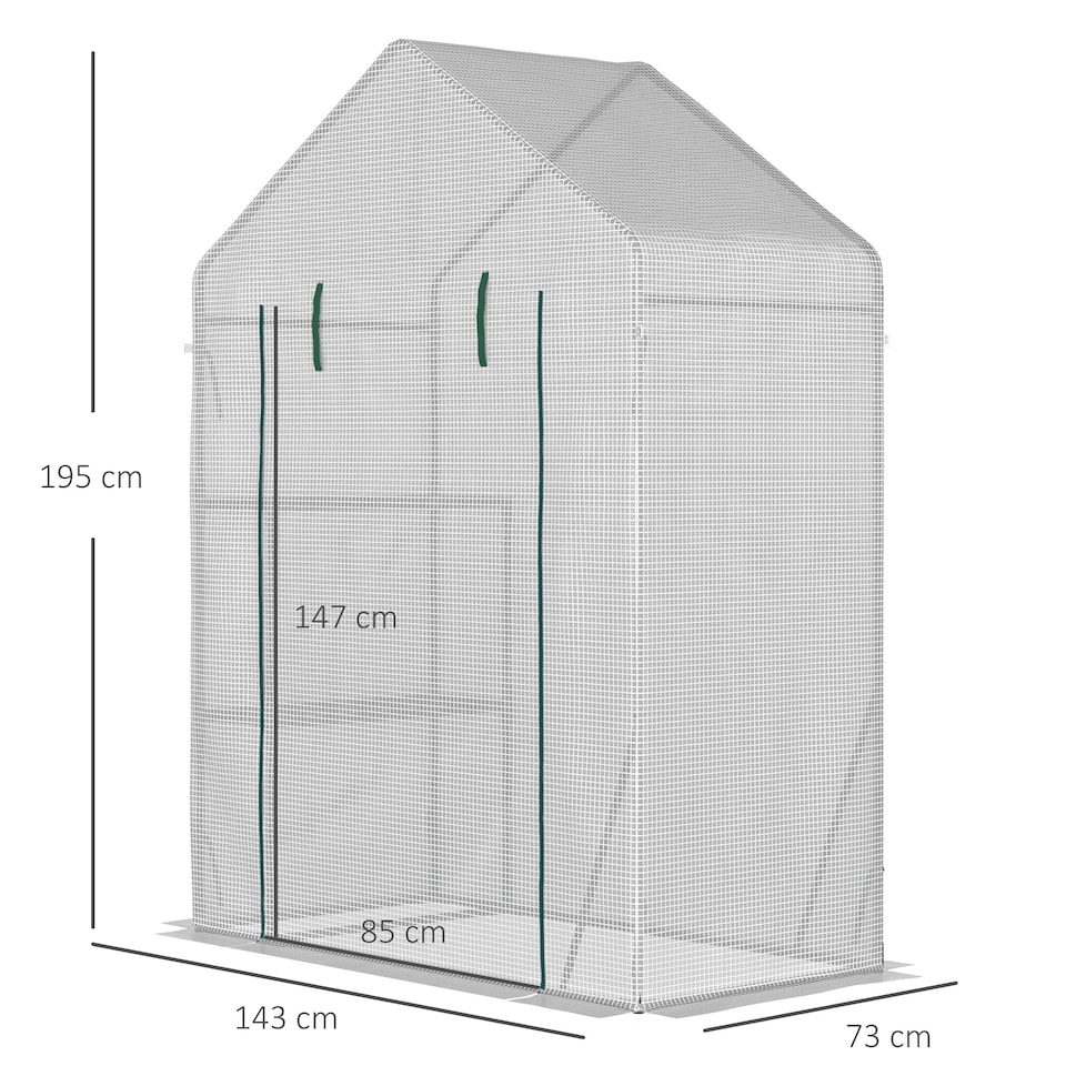 image 1 of Outsunny Greenhouse for Outdoor, Portable Gardening Plant Grow House w/ Shelf | White