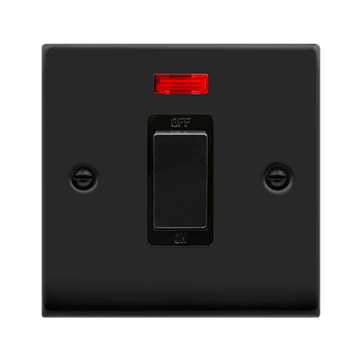 SE HOME Matt Black 1 Gang Ingot Size 45A Switch With Neon | Black
