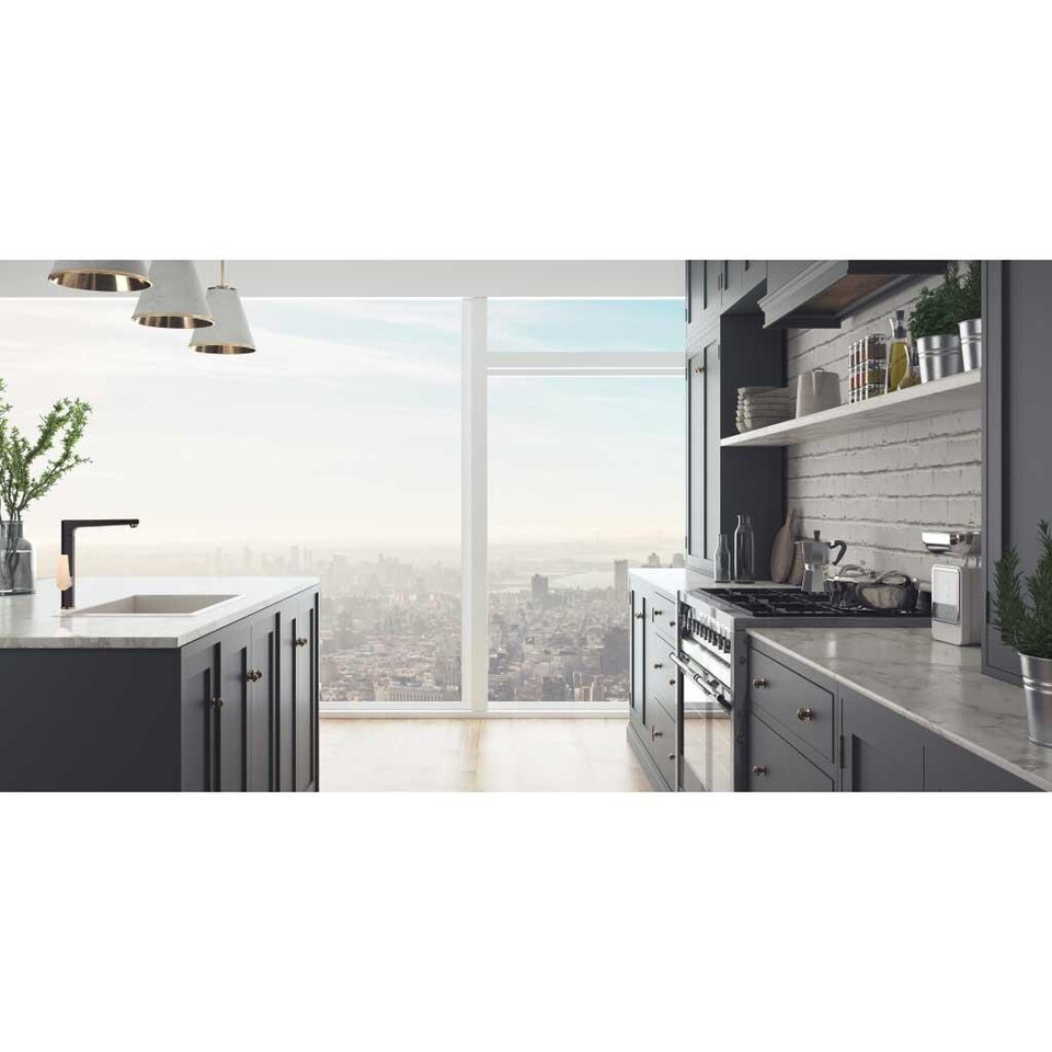 image 1 of Black/Rose Gold Brass Kitchen Sink Faucet Tall Elegant Mixer Tap
