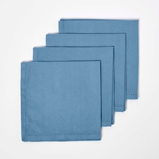 Homescapes Airforce Blue Fabric 4 Napkins Set | Blue | One Size | 1