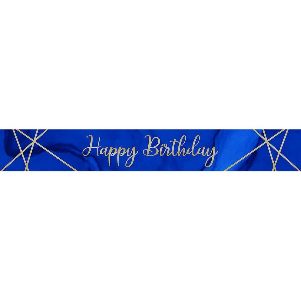 Creative Party Foil Happy Birthday Banner - Navy Blue/Gold - One Size