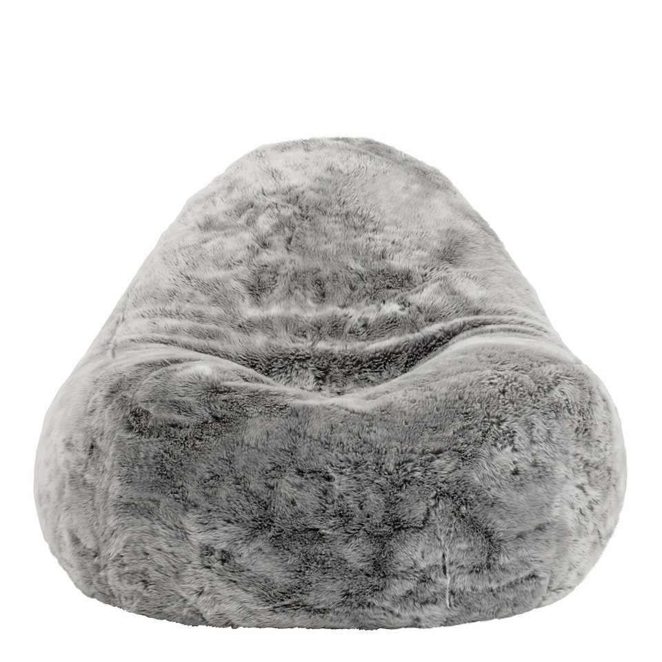 image 1 of Kenai Faux Fur Bean Bag Lounger Arctic Wolf Grey Giant Bean Bag Chair | Grey | Arctic Wolf Grey | XL | 1