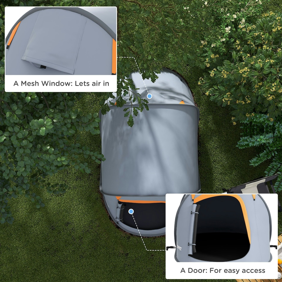 image 1 of Outsunny Pop up Camping Tent for 2 Man, 2000mm Waterproof with Bag