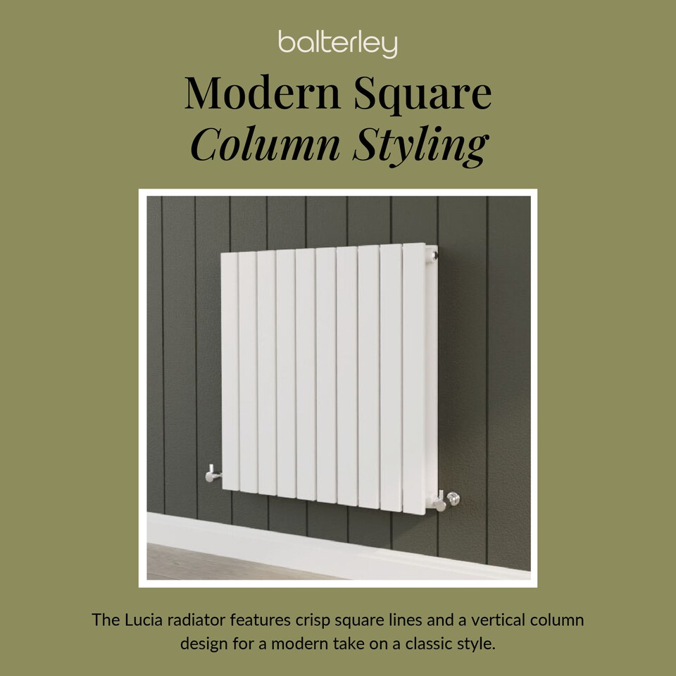 image 1 of Lucia Square Horizontal Double Panel Radiator, 600 x 586mm Satin White | White | Satin White | 1