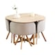 image 1 of Space Saving Dining Table with 4 Velvet Chairs Set, Dining Room Furniture Grey