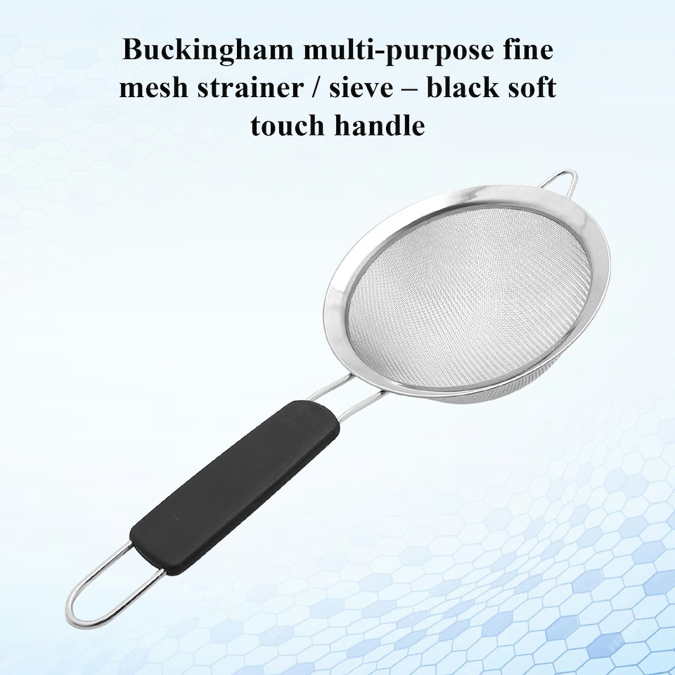 image 1 of Buckingham Stainless Steel Fine Mesh Sieve Strainer 14 cm Black Handle