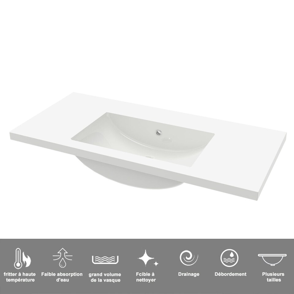 image 1 of AICA 1000mm Wall-Hung Gloss Anthracite Bathroom Vanity Unit With Integrated Sink,2 Soft-Close Drawers for Storage