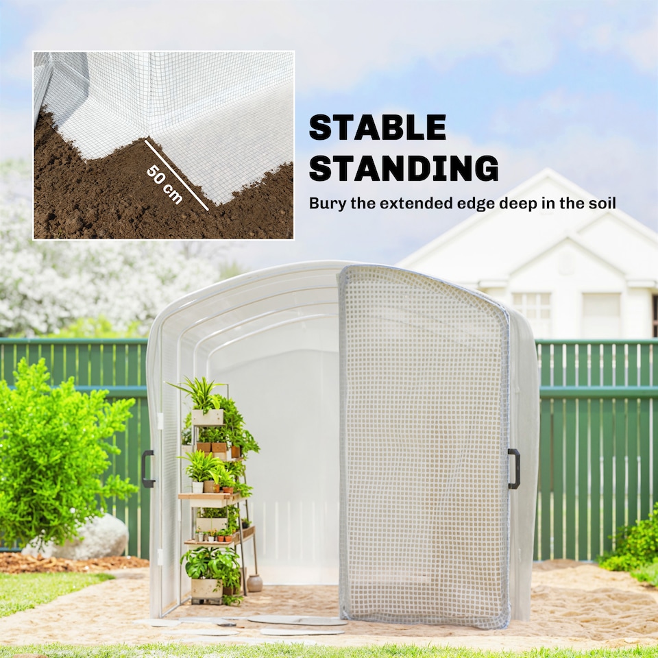 image 1 of Outsunny 3 x 2 x 2m Polytunnel Greenhouse with Door, Galvanised Steel Frame