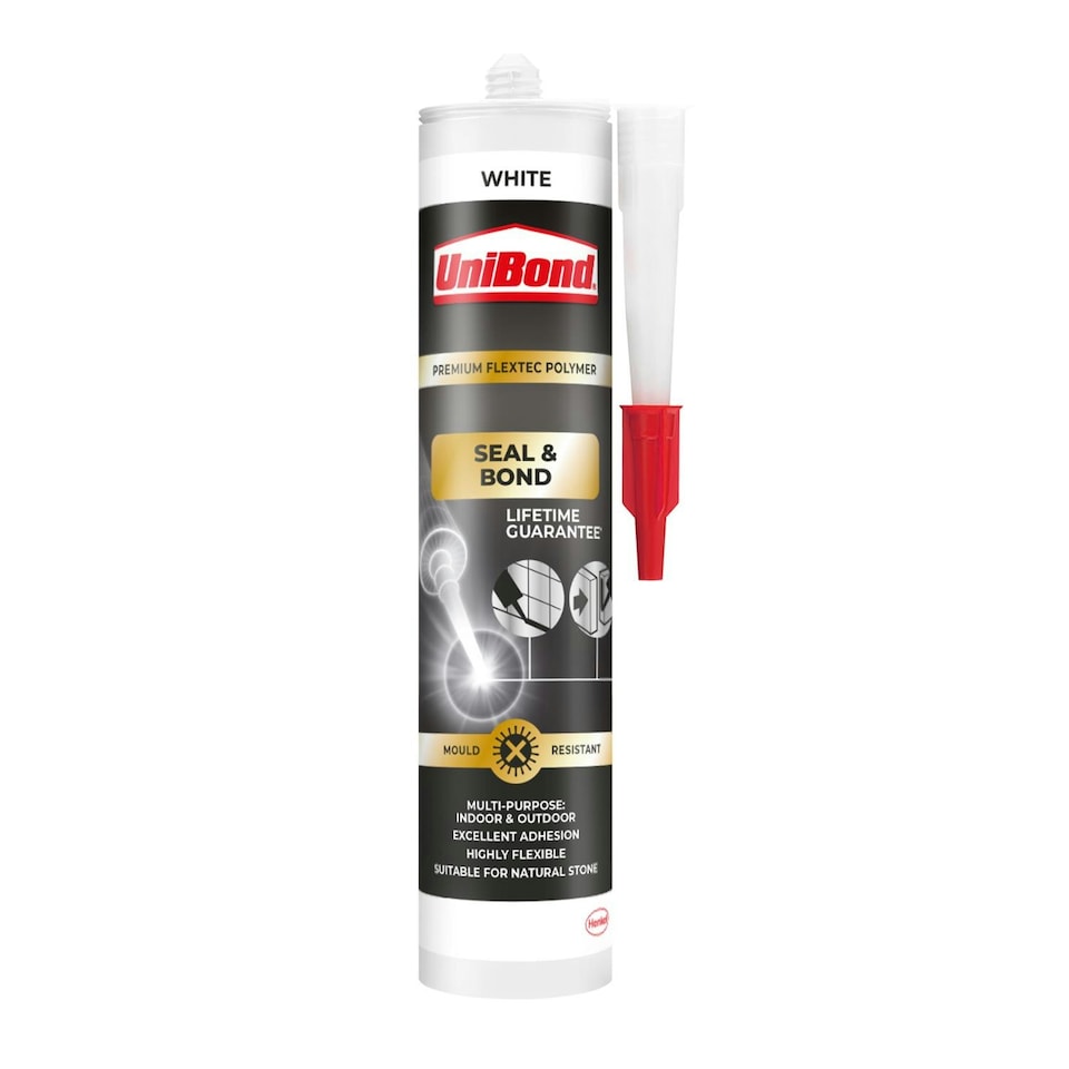 image 1 of Unibond Seal & Bond Sealant Cartridge Multi-Purpose Adhesive White, 389g