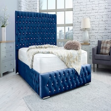 Bello Plush Small Double Bed Frame - Blue
