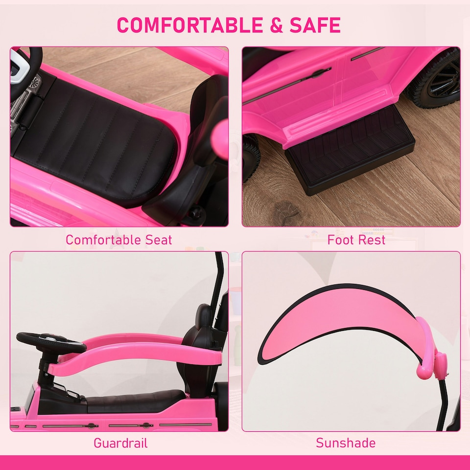 image 1 of HOMCOM Kids Ride-on Push Car 3 in 1 Benz G350 Baby Floor Slider Walker, Pink