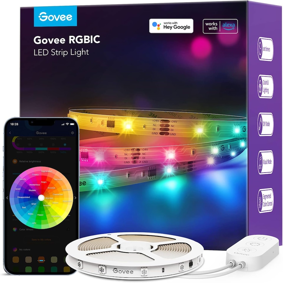 image 1 of Govee Basic Wi-Fi + Bluetooth LED Strip Lights (10 Meter)