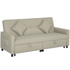 HOMCOM Reversible L-Shaped Sectional Sofa Bed with Cushions, Beige 