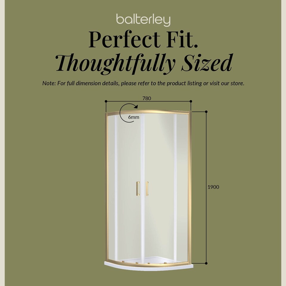 image 1 of 6mm Glass Quadrant Shower Enclosure 1900 x 800 x 800mm Brushed Brass | Copper | Brushed Brass | 1