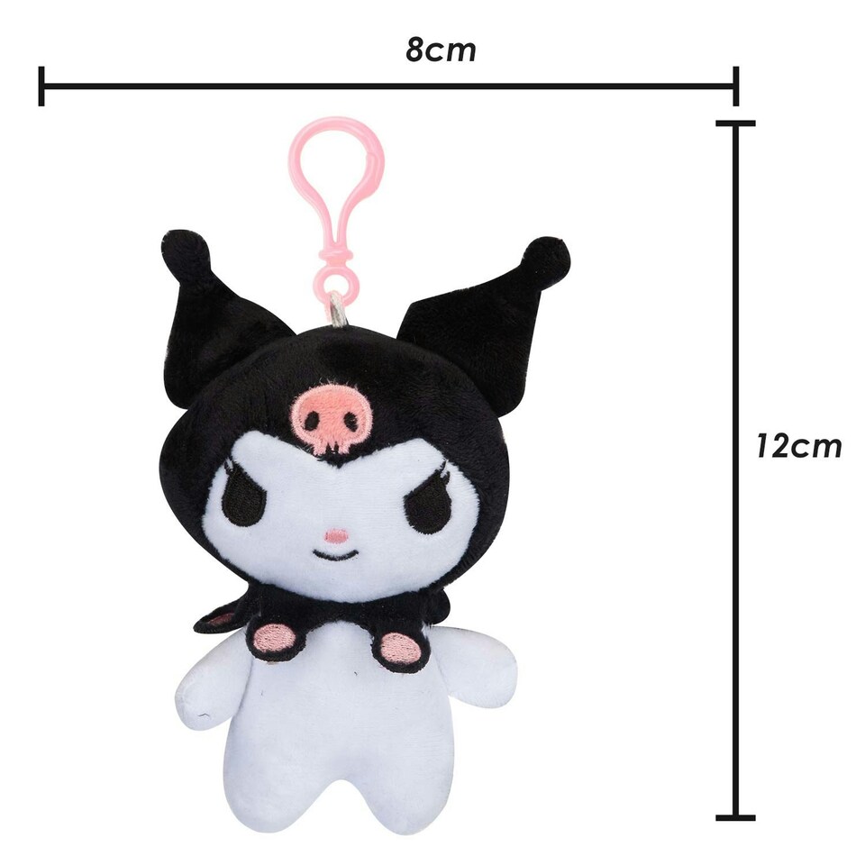 image 1 of Hello Kitty Soft Toy Kuromi Clip On Cute Plush Huggable Cuddly 12cm Black