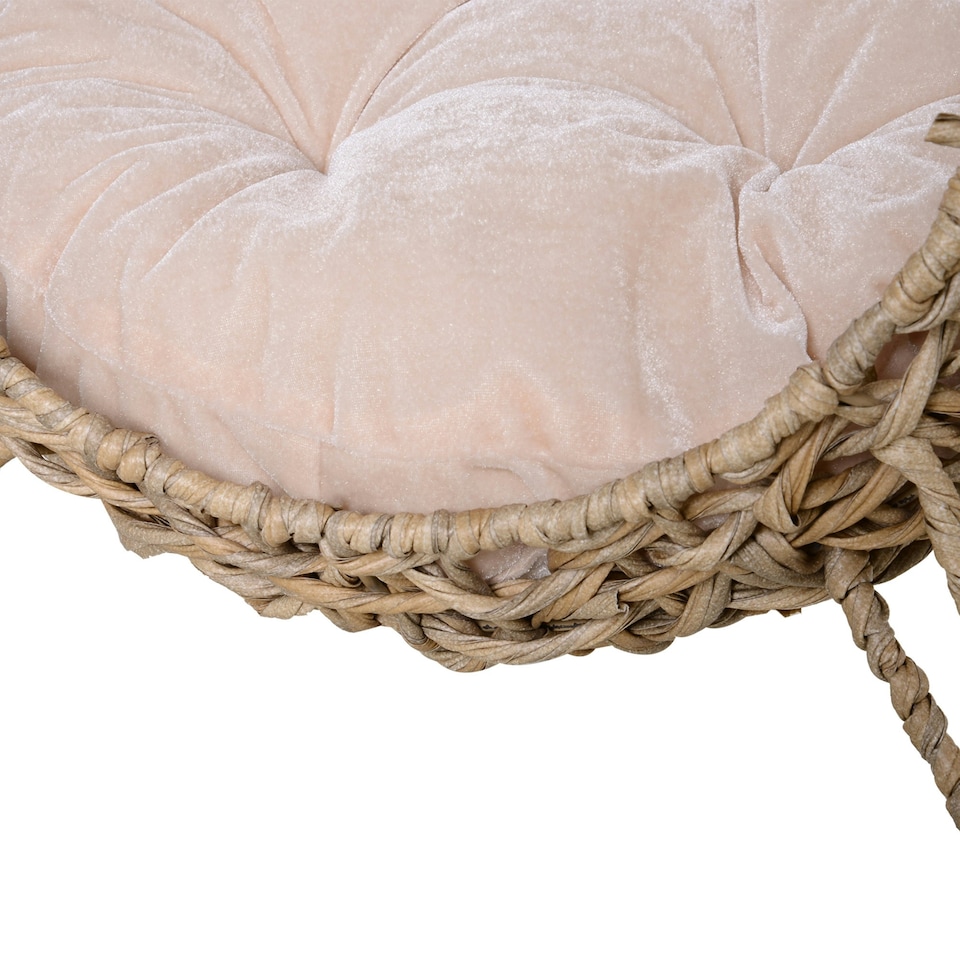 image 1 of PawHut Wicker Cat House, Ball-Shaped Rattan Raised Cat Bed - Natural Wood Finish