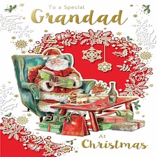 To a Special Grandad Santa Reading Book Design Christmas Card