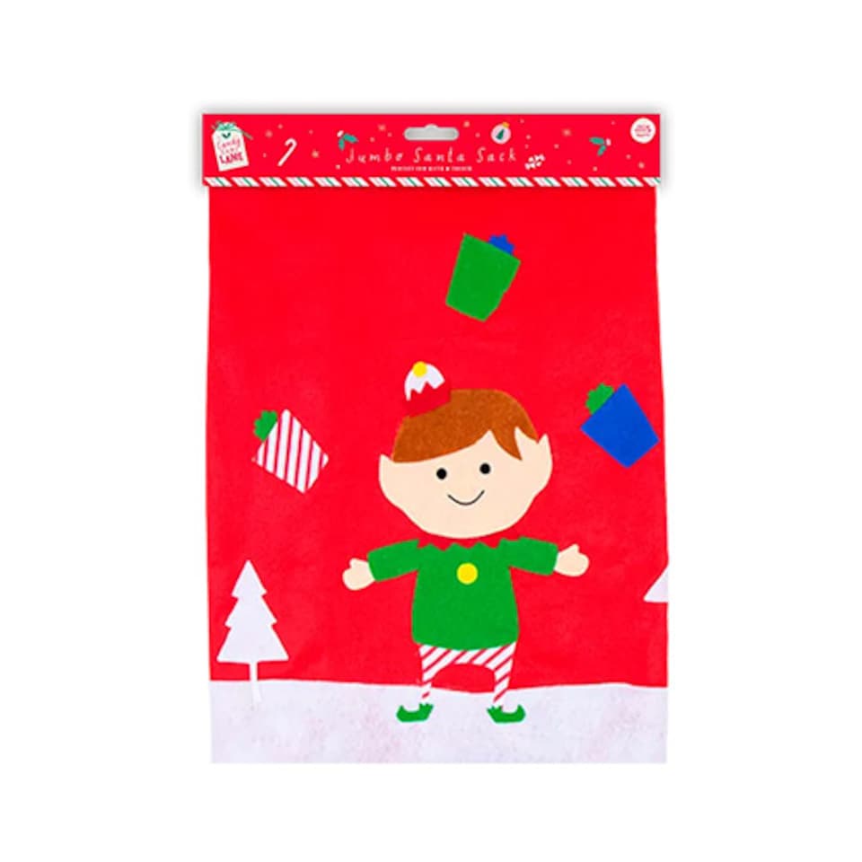 Elf Christmas Jumbo Fabric Present Sack 70cm