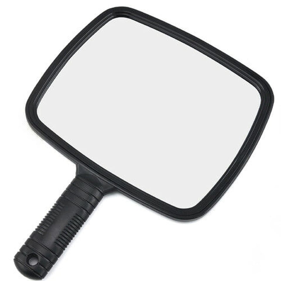 image 1 of Professional Handheld Paddle Mirror 20cm Salon Hairdresser Barber Beauty Makeup Viewing Mirror with Ergonomic Handle & Hanging Slot