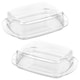 image 1 of Butter Cheese Dish Holder Storage Tray Clear Plastic Serving Container with Lid | Clear | 2 Dish | 2