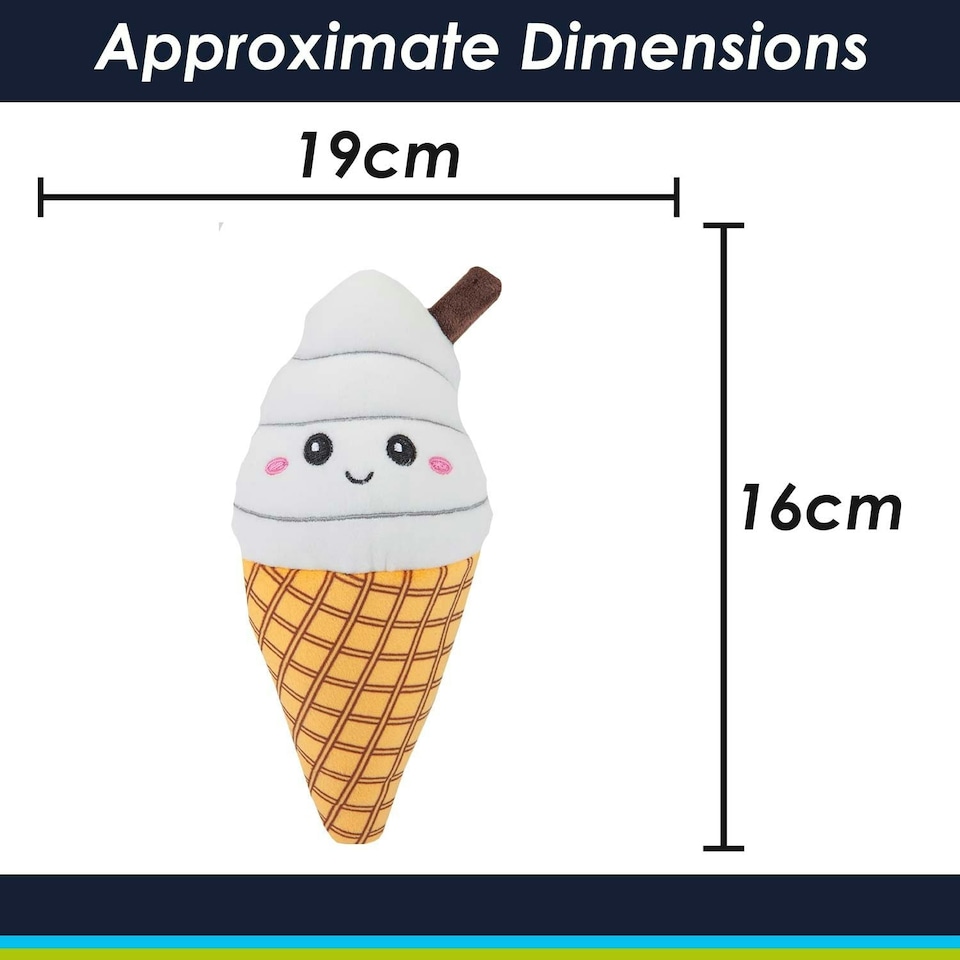 image 1 of Ice Cream Soft Toy Cute Plushie Huggable Cuddly Stuffed Toy 16cm White