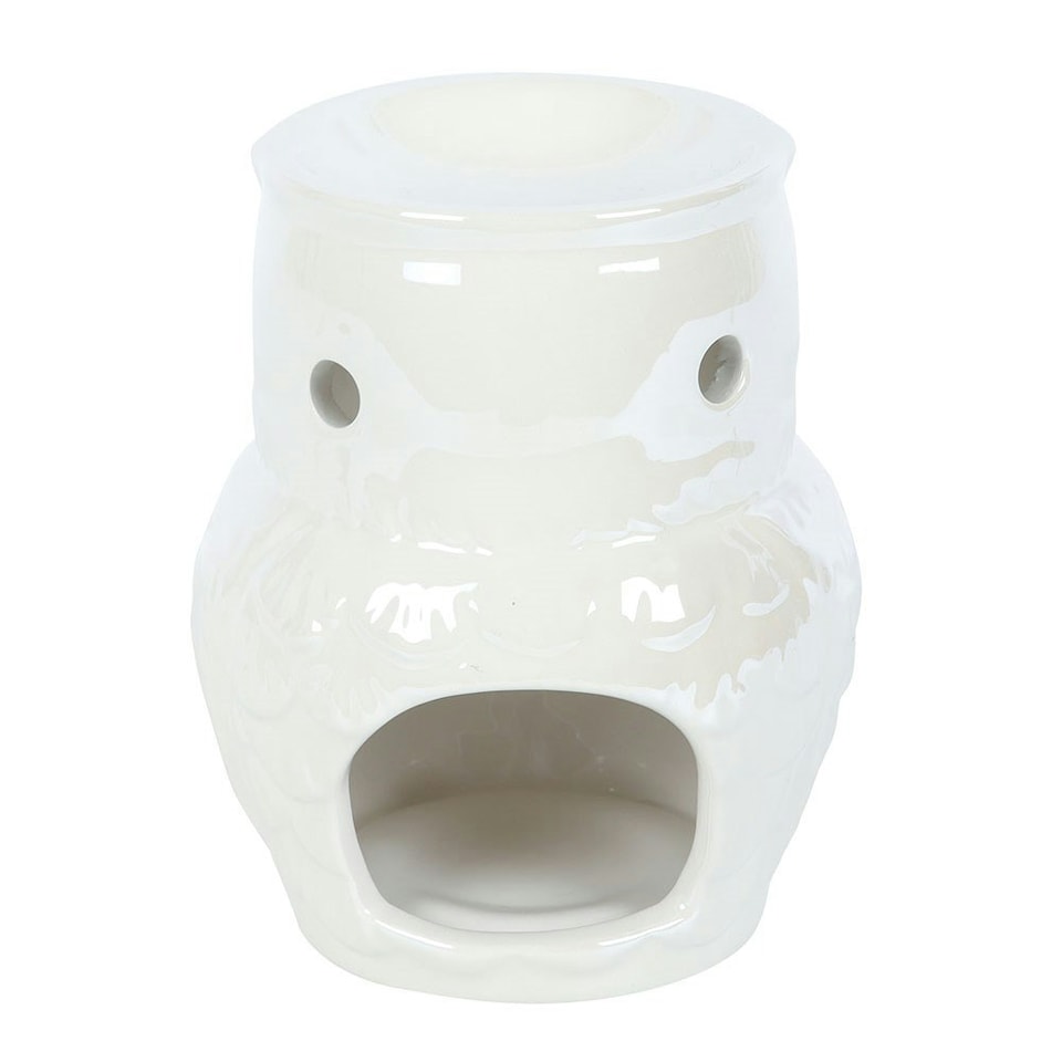 image 1 of Something Different Iridescent Owl Oil Burner - White - One Size
