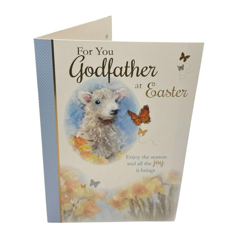 image 1 of For You Godfather Cute Lamb Floral Design Easter Card