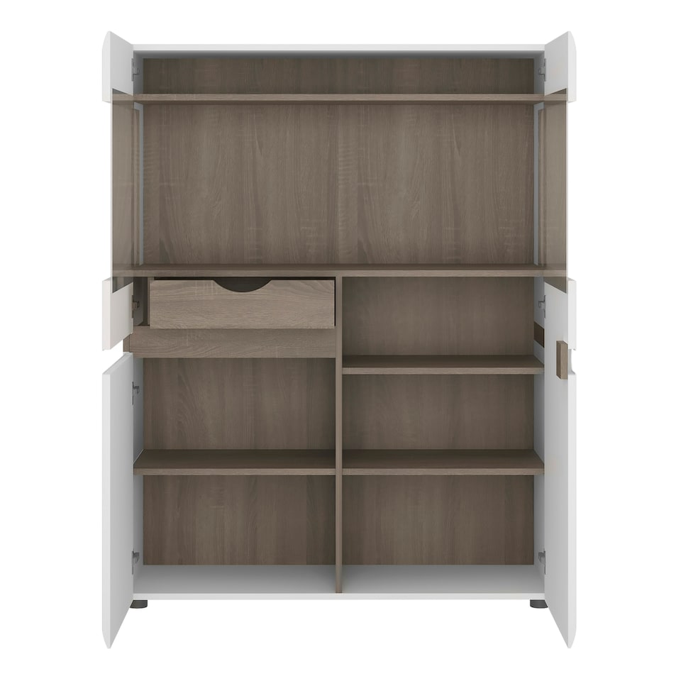 image 1 of Chelsea Living Low Display Cabinet 109cm Wide in White with a Truffle Oak Trim