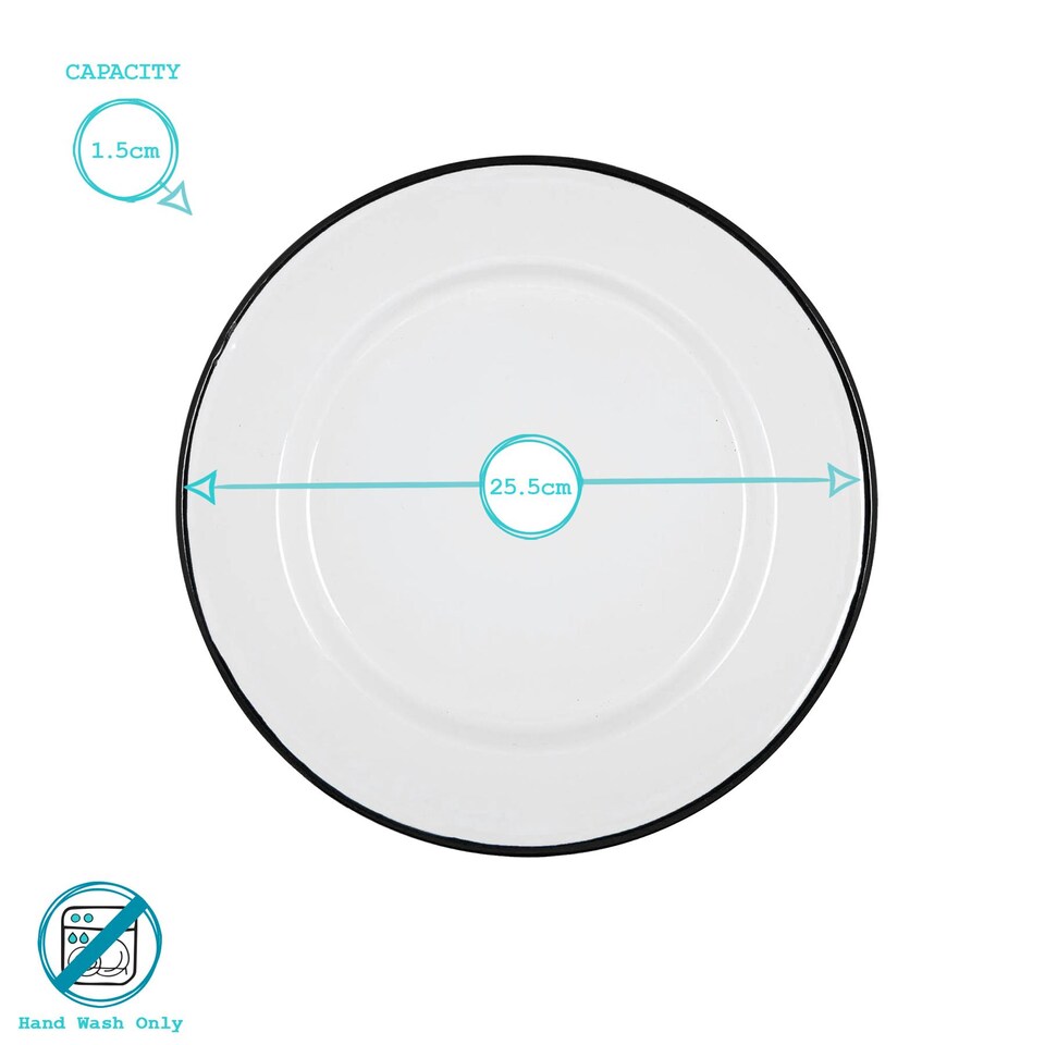 image 1 of Argon Tableware White Enamel Dinner Plates - 25.5cm - Black - Pack of 6 | Black | Black
