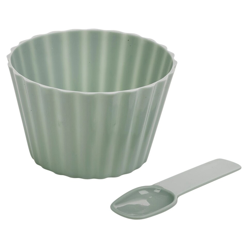 image 1 of 8pc Ice Cream Bowl & Spoon Set Party 4 Bowls & Spoons Dessert Cups Garden Summer | Multi | Multicoloured | 3 Sets ( 24 Pcs)