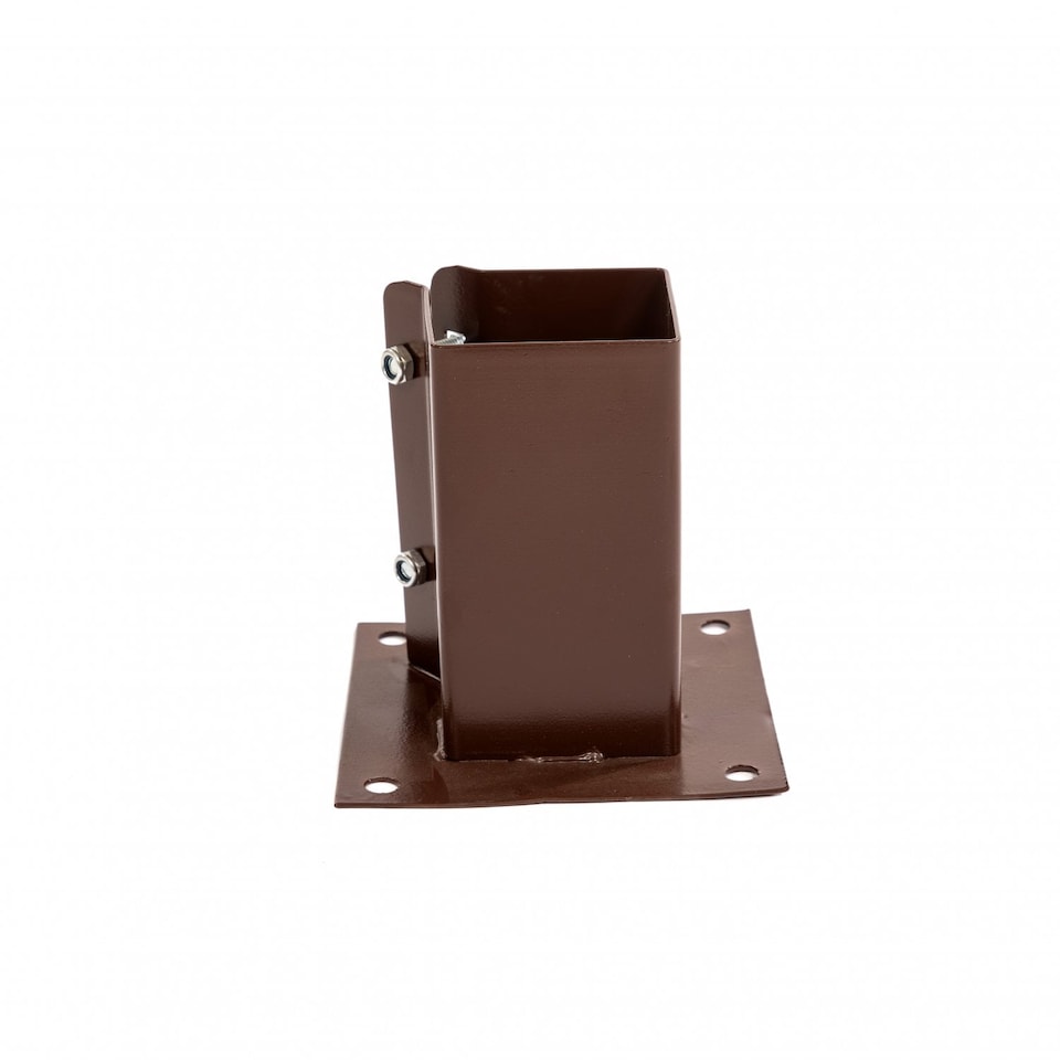 image 1 of 4x Heavy Duty Bolt Down Fence Post Shoe Grip Holder - 75 x 75mm | Brown | 4