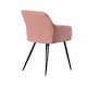 image 4 of Set of 4 Camden Modern Velvet Dining Chairs with Armrests, Quilted Design & Black Metal Legs Pink
