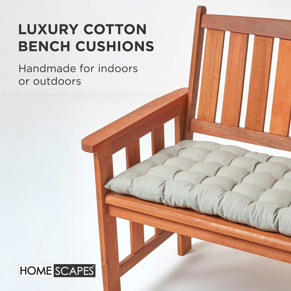 image 1 of Homescapes Garden Bench Cushion Luxury 3 Seater 100% Cotton Indoor Outdoor Seat Pad Grey | 143 x 48 cm