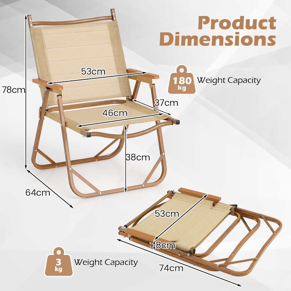image 1 of COSTWAY Set of 2 Folding Camp Chairs Lightweight Beach Chairs | Multi