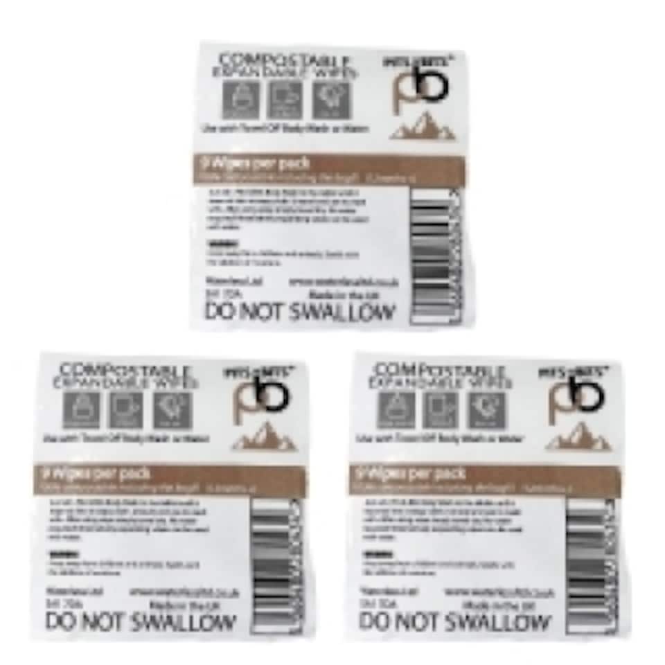Pits & Bits Compostable Expanding Wipes - Triple Pack
