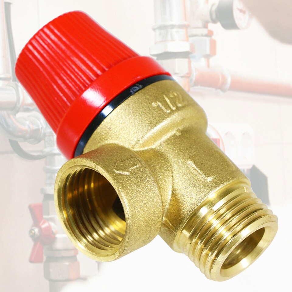 image 1 of SPARES2GO Pressure Relief Safety Valve for Alpha CB50 CD50 Boiler 3 Bar 1/2" BSP Male x Female Brass PRV