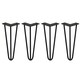 image 1 of 4 x 12" Hairpin Legs - 3 Prong - 10mm - Black Black