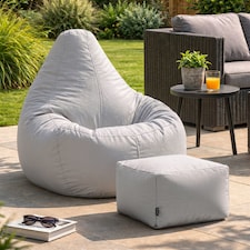 Icon Dalton Adults High Back Indoor Outdoor Bean Bag Chair & Footstool Pouffe, Grey
