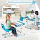 image 7 of COSTWAY Kids Desk and Chair Set Height Adjustable Kids Study Table and Chair Set-Blue