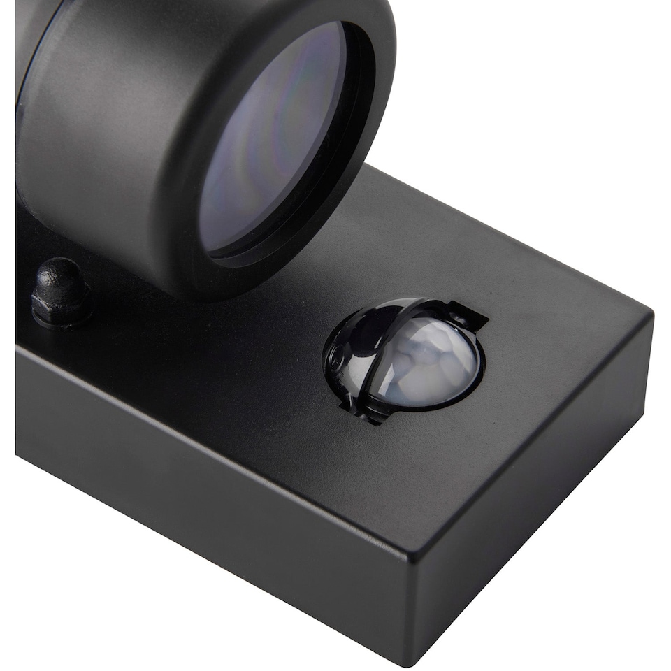 image 1 of Outdoor IP44 Wall Downlight with PIR Sensor - 7W LED GU10 - Matt Black Polymer
