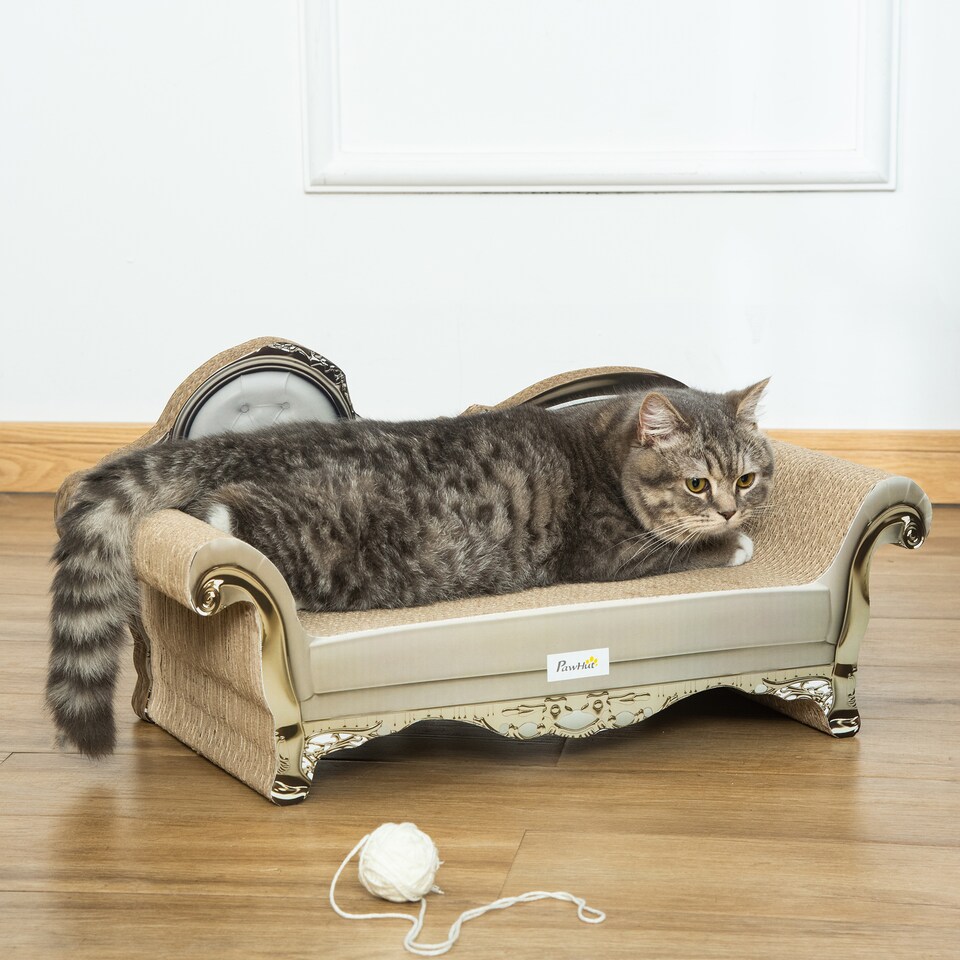 image 1 of PawHut Cat Scratching Pad, Indoor Corrugated Cardboard with Catnip, Brown